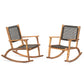 2 Pieces Patio Rocking Chair Set, Acacia Wood Outdoor Rockers with