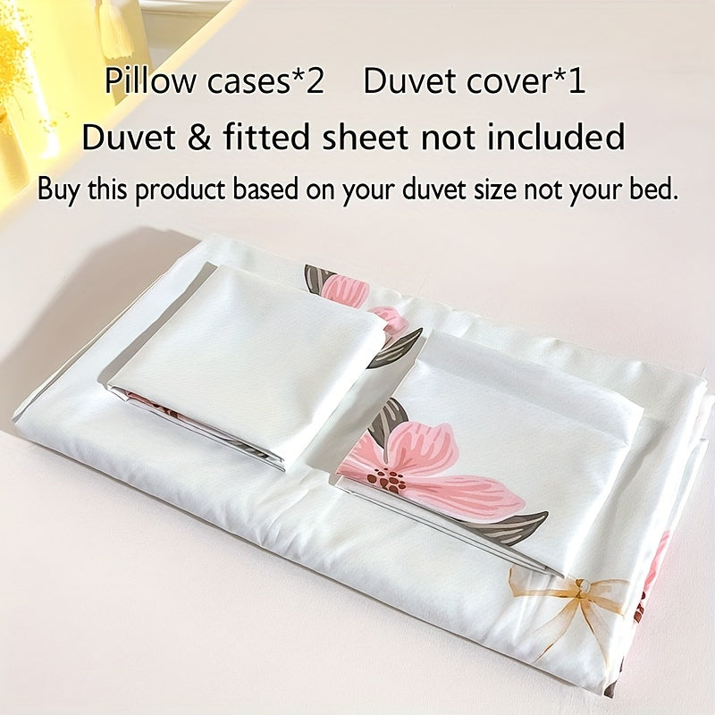 3Piece Pastoral Floral Duvet Cover Set for Bedroom