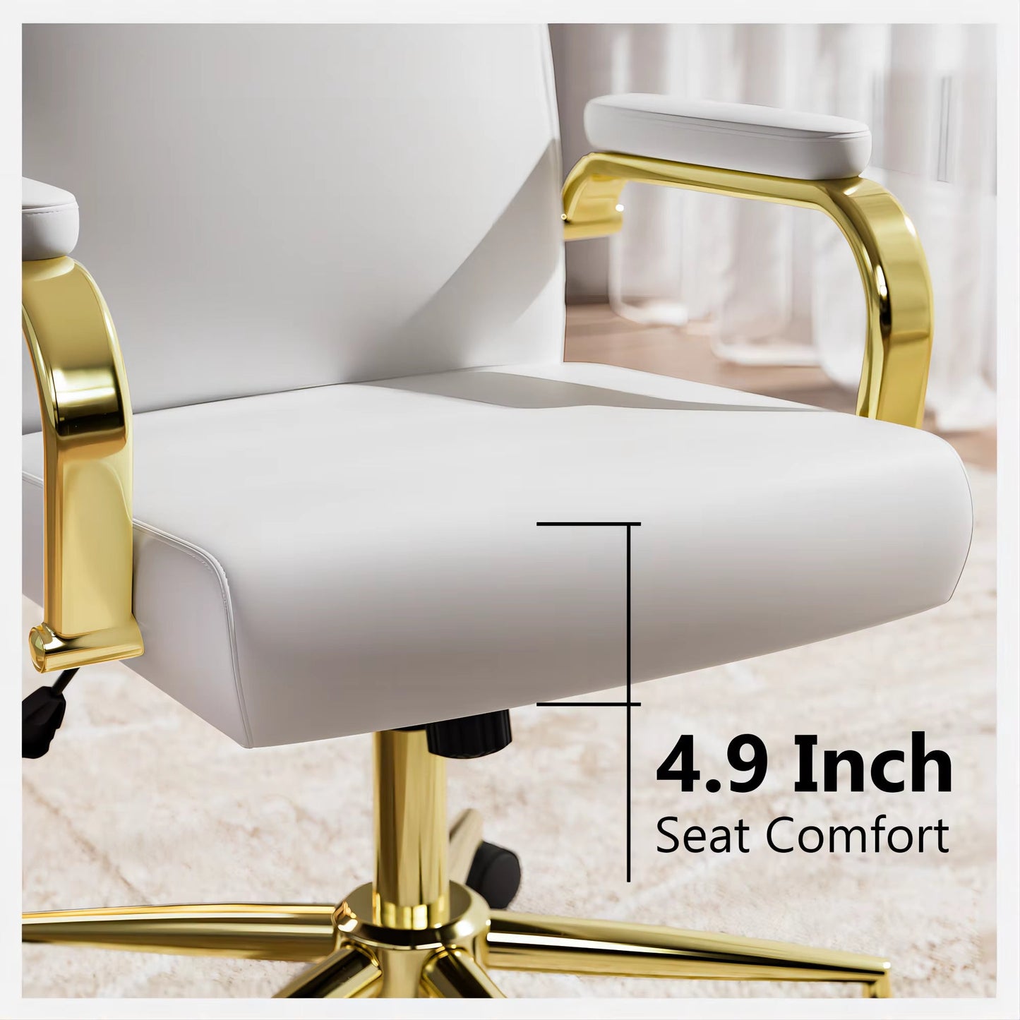 Executive Office Chair For Women And Adults White Leather High Back