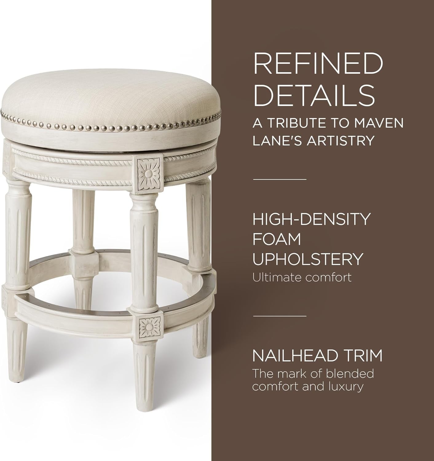 Pullman 26 Inch Tall Backless White Oak Finish Counter Height