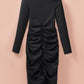 Black Sweetheart Long Sleeve Ruched Bodycon Mini Dress