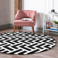 Black-White Decorative Round Rug, Circle Non Slip Area Carpet, Living
