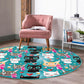 Cat Printed Round Rug, Kids Room Circle Carpet, Non Slip Nursery Room