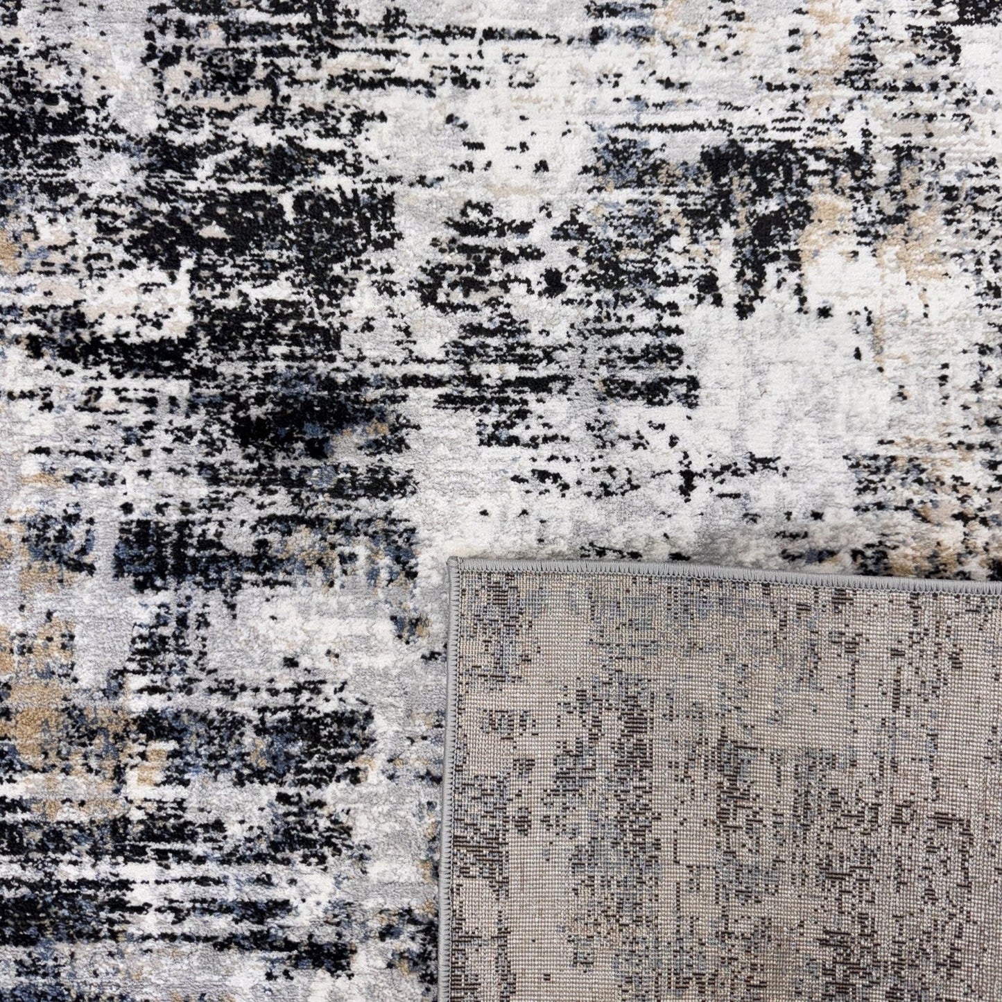 7' X 10' Beige Gray and White Abstract Area Rug