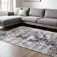 7' X 10' Beige Gray and White Abstract Area Rug