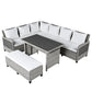 5-Piece Outdoor Patio Rattan Sofa Set, Sectional PE Wicker L-Shaped
