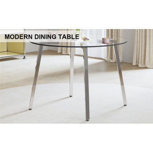 Modern Minimalist Style Round Transparent Tempered Glass Table,