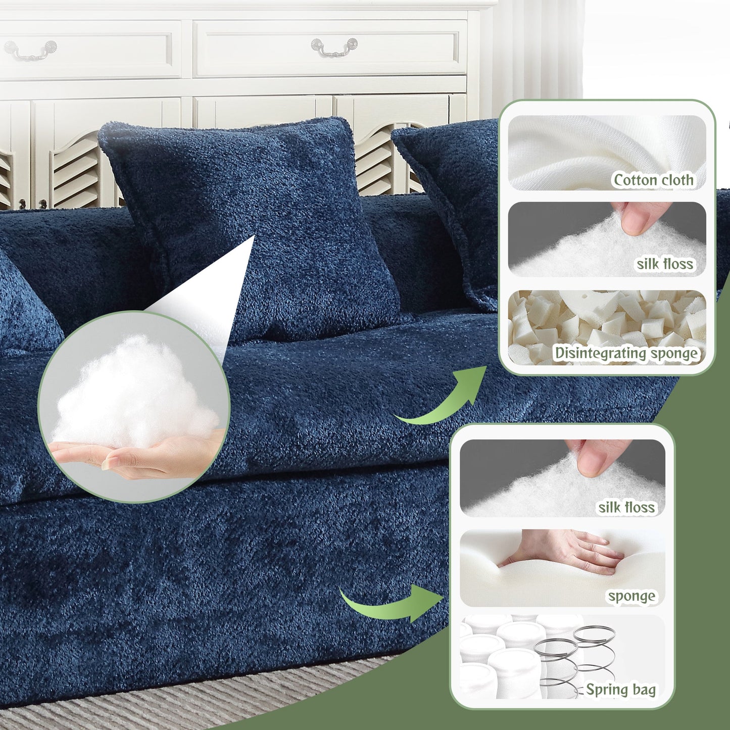 Boucle Sofa 3 Seater for Living Room Oversized Comfy Sofa unique