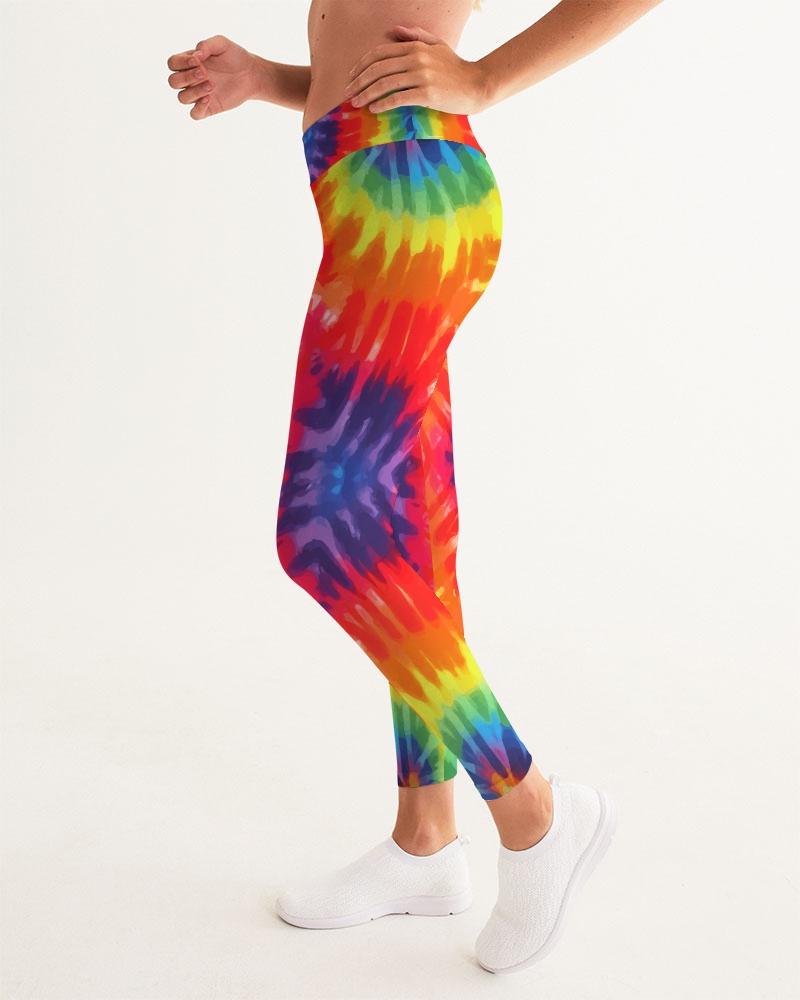 Women's Yoga Pants, Peace & Love Tie-Dye - Moisture Wicking / - Walbiz.com