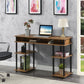 Barnwood/Black Student Desk with Shelves, No Tools