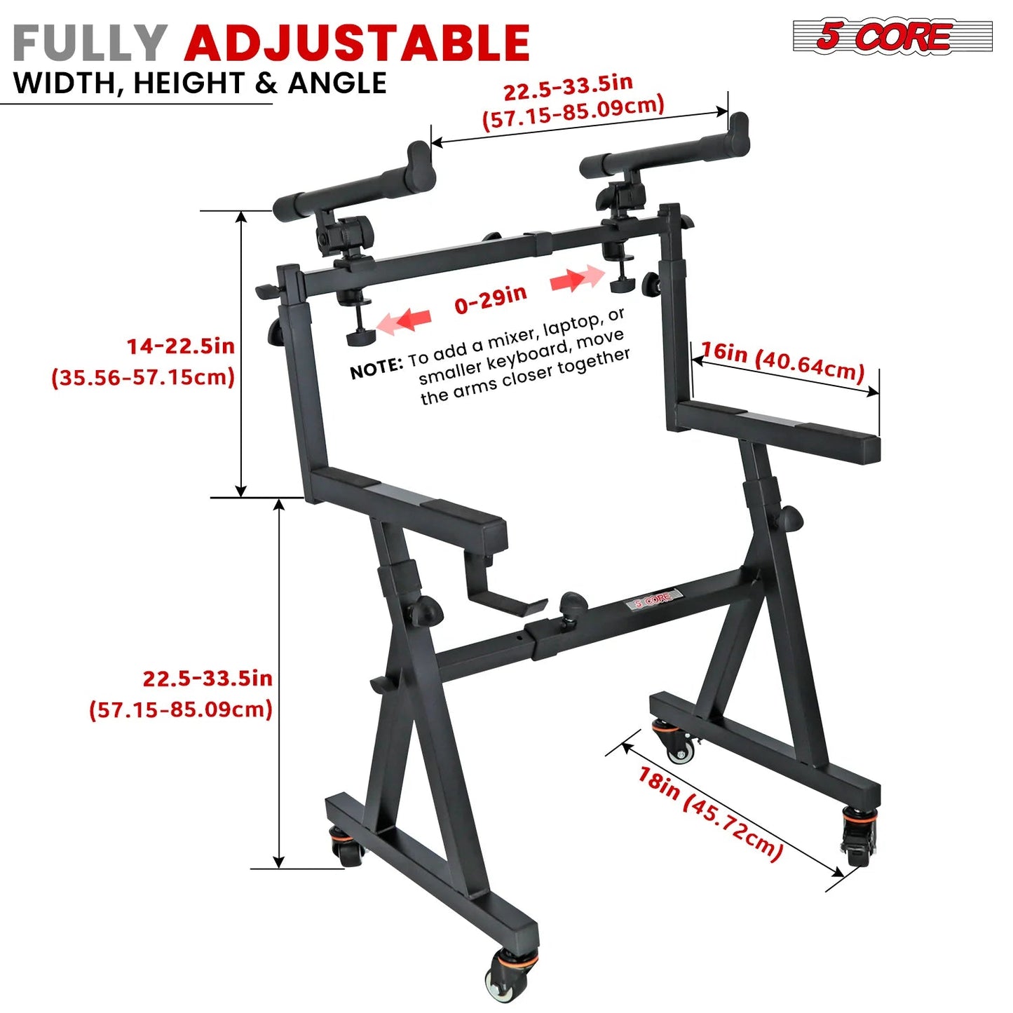 5Core 2 Tier Keyboard Stand Z Style Adjustable Electric Piano Riser