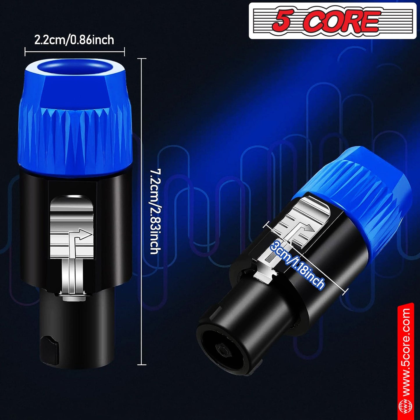 5Core Speakon Adapter High Quality Audio Jack Male Audio Pin Speaker