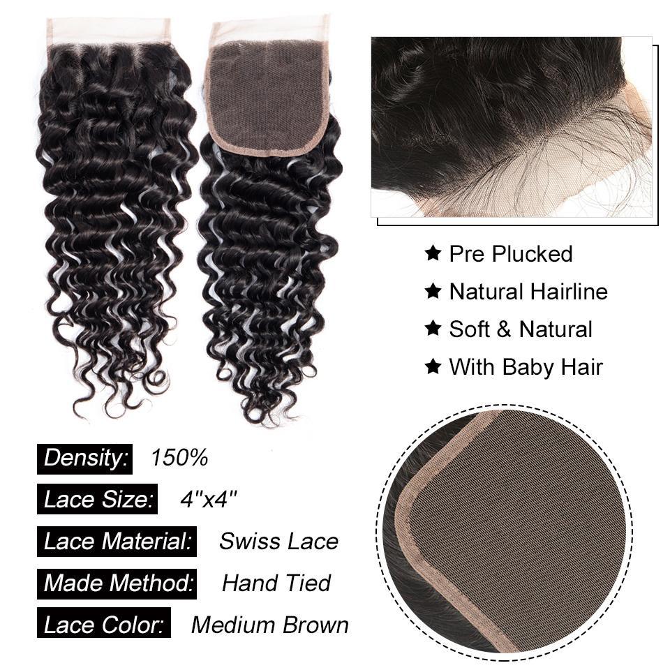 BeuMax 10A Grade 3/4 Deep Wave  Bundles with 4x4 Closure Brazilian