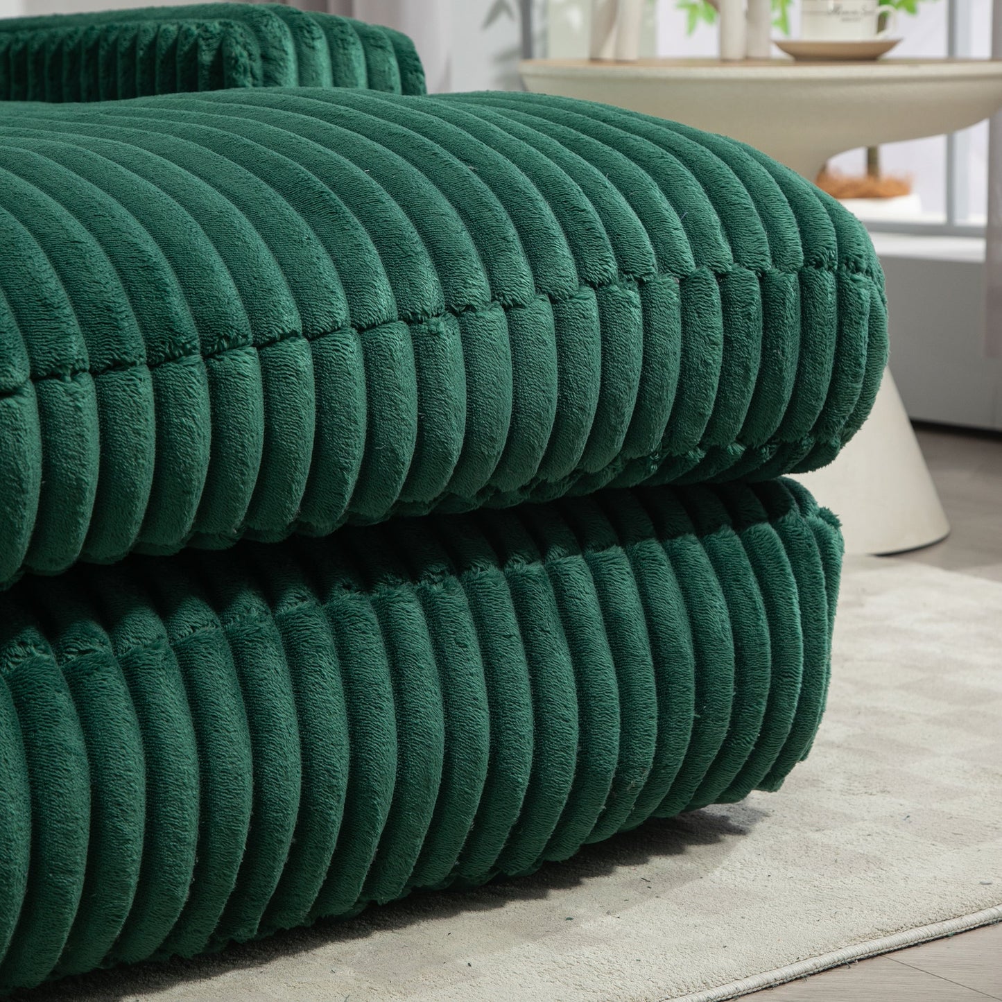 Corduroy lazy sofa With 3 back pillows,Comfy Sofa- Deep Seat Couch for