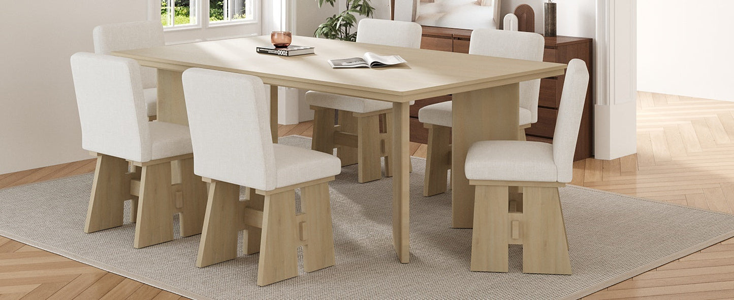 Modern 7-Piece Dining Table Set with 6 Upholstered Dining Chairs,