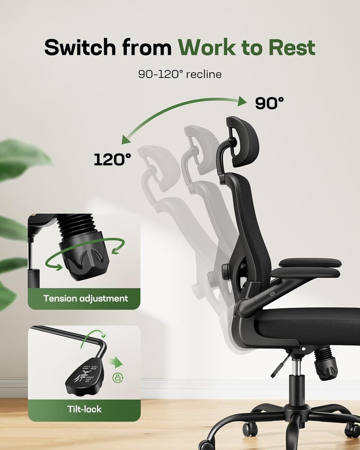 Ergonomic Mesh Office Chair High Back Desk Chair Adjustable Lumbar
