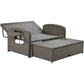 PE Wicker Rattan Double Chaise Lounge, 2-Person Reclining Daybed with