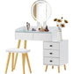 Dressing Table With LED Lights Glass Top Dressing Table With