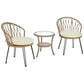 Outdoor Leisure Set, 2 Rattan Single Chairs with A Glass Round Table,