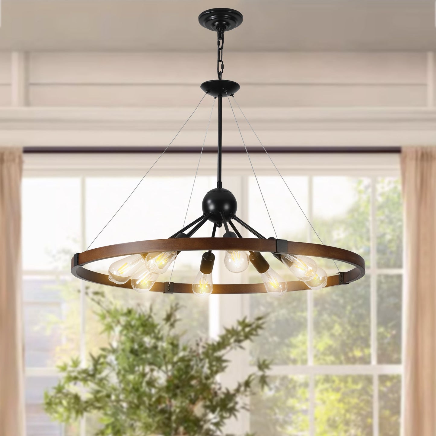 8-Light Retro Farmhouse Chandelier For Kitchen, Living room, Dining