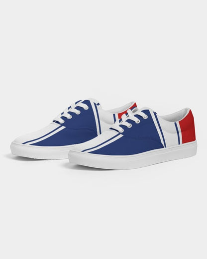 Sneakers For Men, Blue Red White Striped Print - Sports Shoes