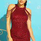 Sequins Bodycon Party dress with shoulder beads