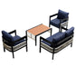 Multi-person Outdoor Iron Sofa Set with A table, Rattan Decoration,