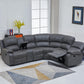 Bonded Leather Sectional Sofa 3 Recliners, Grey