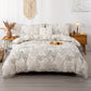 Elegant Leaf Print 3Piece Duvet Cover Set