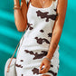 Cow Print Slim Fit Square Neck Knitted Mini Dress