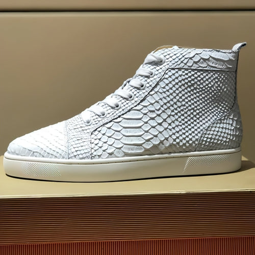 Men's High Top Casual Board Shoes Crocodile Pattern Sports Leather