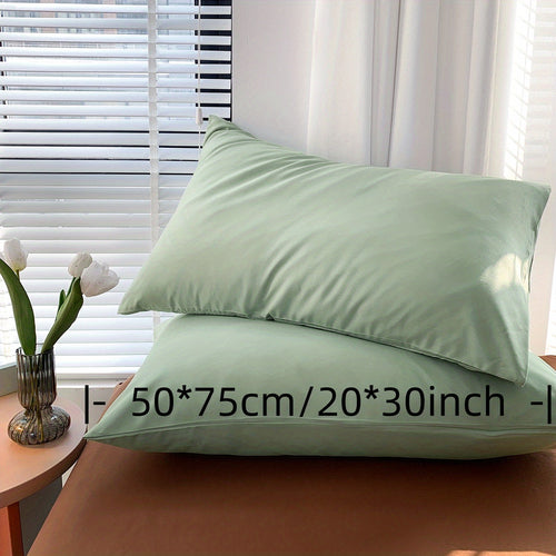 Set of 2 Brushed Solid Pillow Covers No Inserts