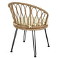Outdoor Leisure Set, 2 Rattan Single Chairs with A Glass Round Table,