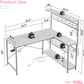 Gaming Desk 51" L-Shaped, with Power Outlets & LED Lights- 4 Tier