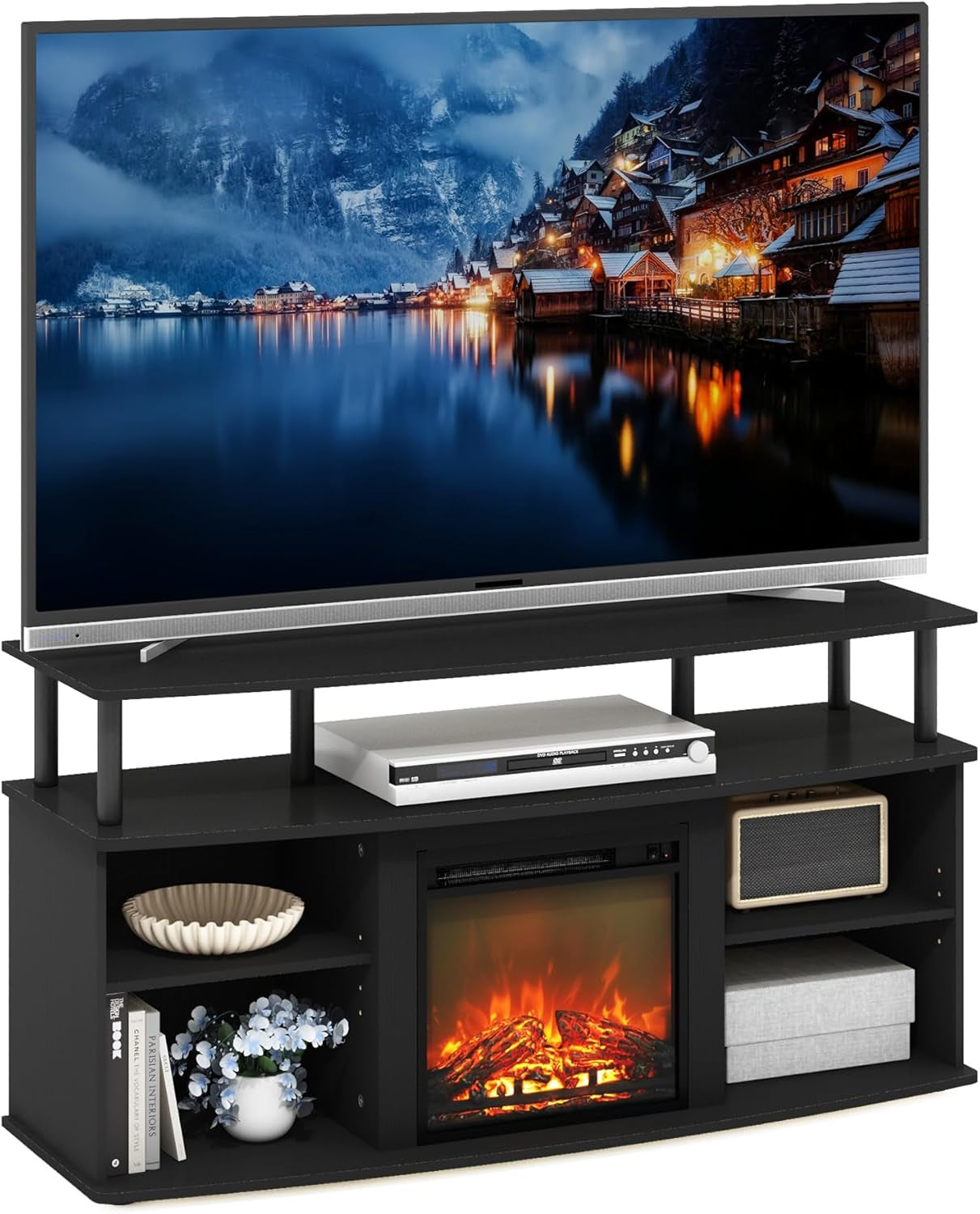 Jensen Open Shelving Storage Fireplace TV Entertainment Center for TV