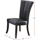 Black Faux Leather Upholstered Lines Back Set Of 2pc Chairs Dining
