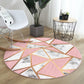 Pink Diamond Patterned Round Rug,  Luxury Home Style Circle Carpet,