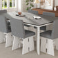 Modern 7-Piece Dining Table Set with 6 Upholstered Dining Chairs, Dark