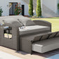 PE Wicker Rattan Double Chaise Lounge, 2-Person Reclining Daybed with