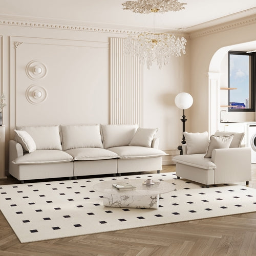 2 Piece Living Room Sofa Set with Throw Pillows,Chenille Sectional