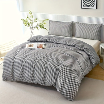 Plaid Quilt Cover 3Piece Bedding Set