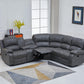 Bonded Leather Sectional Sofa 3 Recliners, Grey