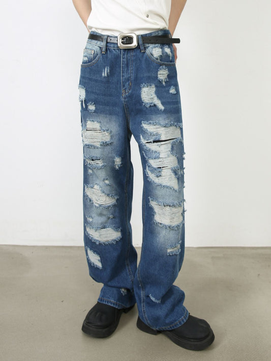 Men's Distressed Jeans with Pockets – Rugged Streetwear | Walbiz