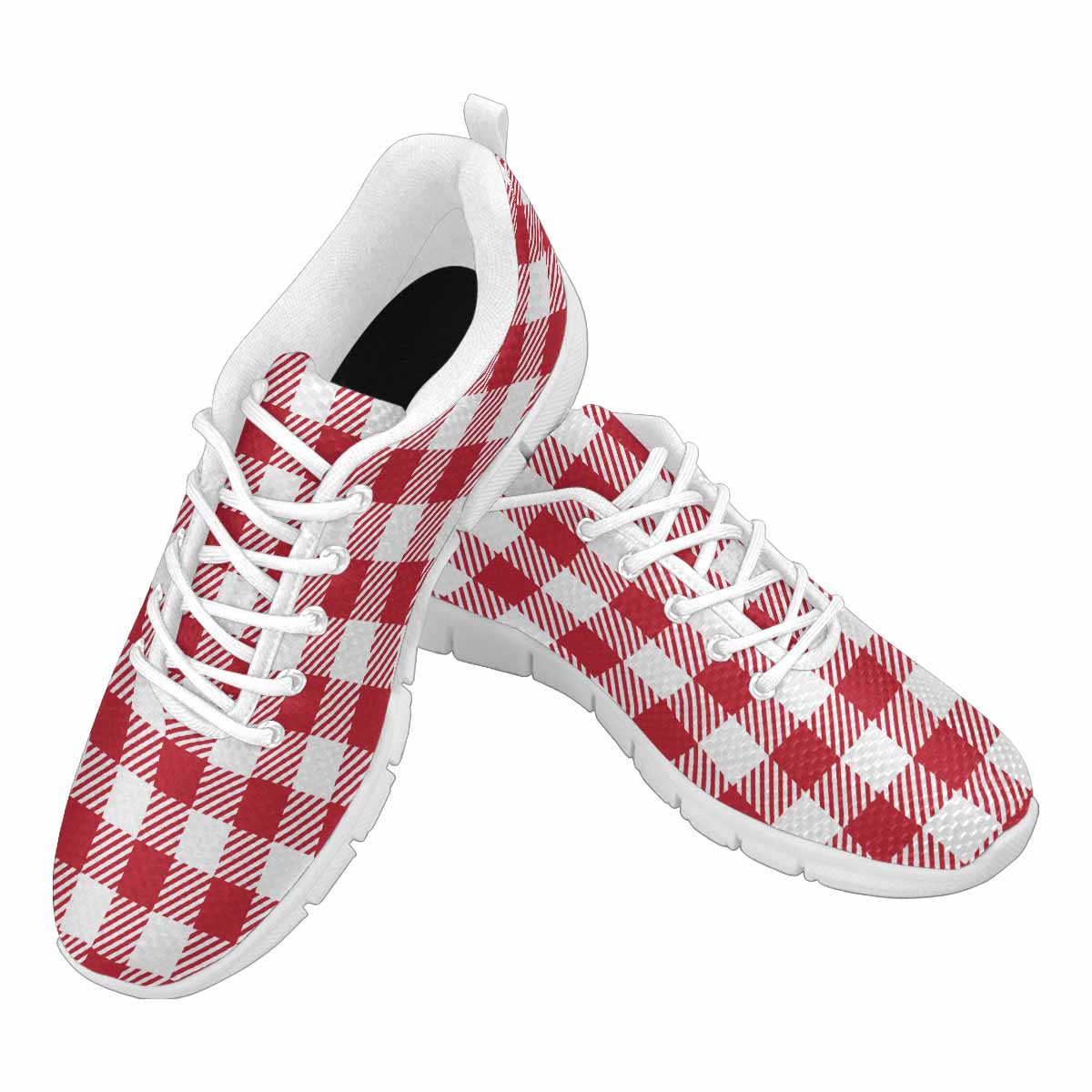 Sneakers For Men,   Buffalo Plaid Red And White - Running Shoes Dg863