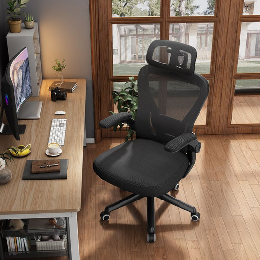 Ergonomic Black Swivel Office Chair High Back Comfortable Mesh Seat