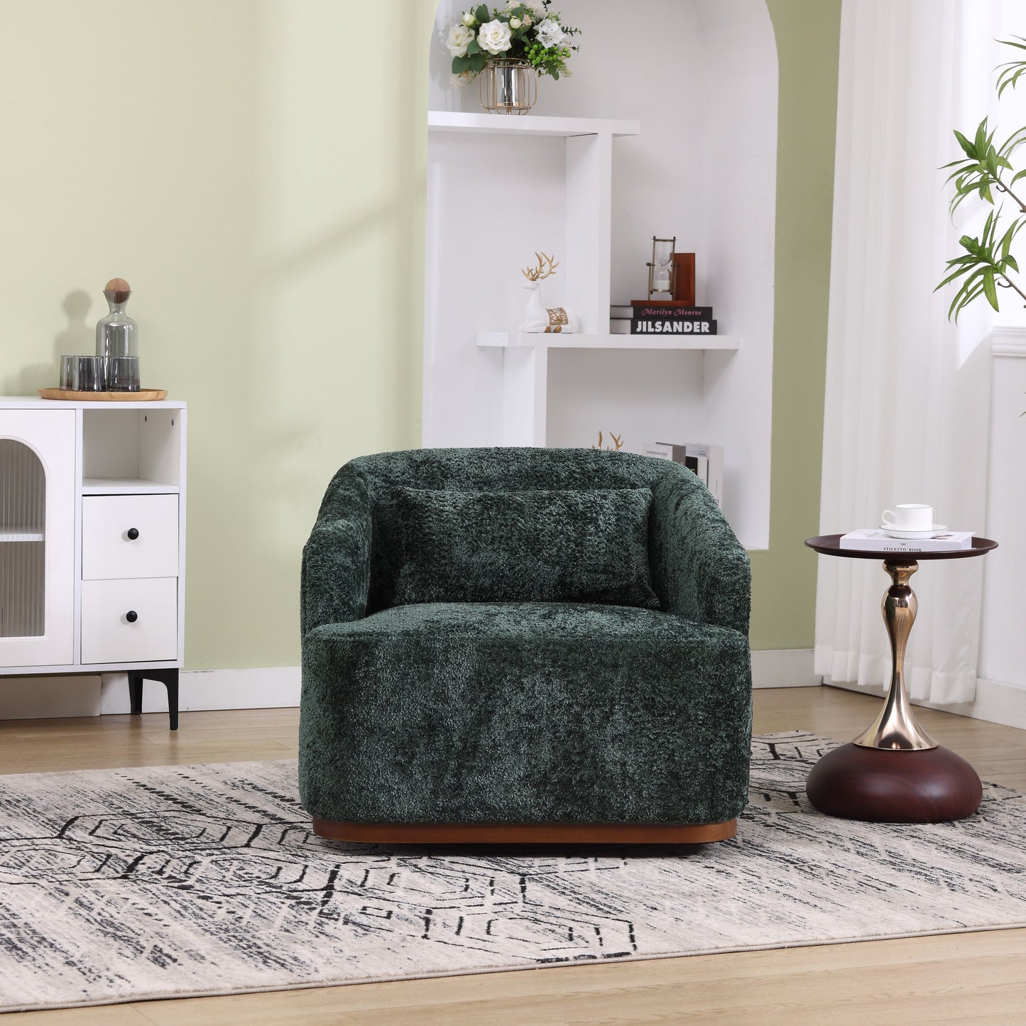 Swivel Barrel Chair, Comfy Round Accent Sofa Chair for Living Room,