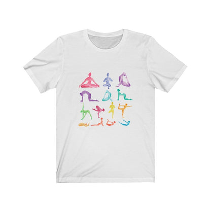 Yoga Poses Print Jersey Short Sleeve Tee - Walbiz.com
