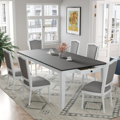 Rustic 7-Piece 78.1inch Extendable Dining Table Set with 18inch
