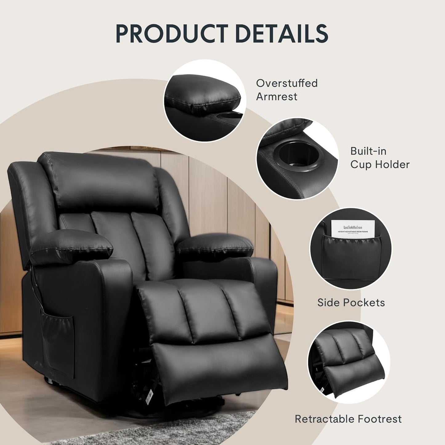XL31 Power Lift Recliner Chair for Elderly, Oversized Electric Leather