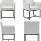 Set of 4 White Upholstered Armchairs